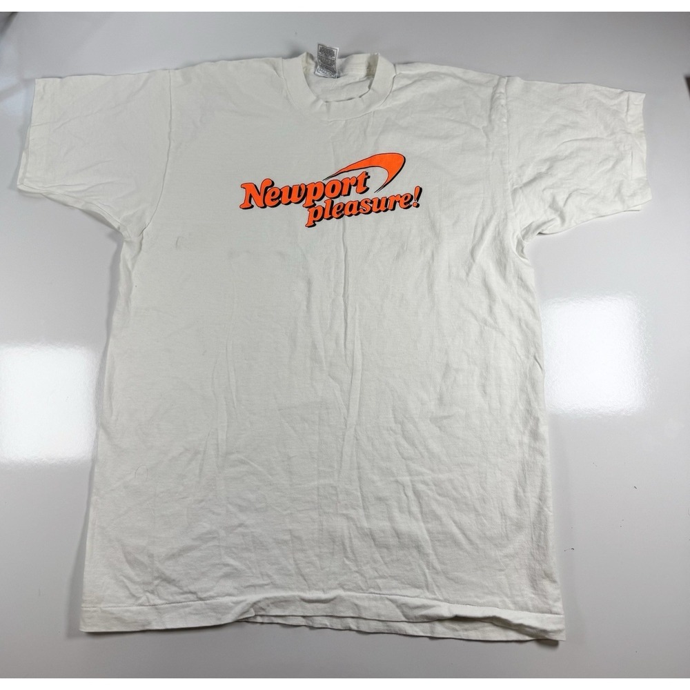 Vintage Newport Pleasure Shirt Adult White L Single Stitch USA Fruit Of The Loom